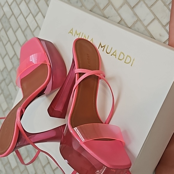 Pink lace up platform sandals - Picture 8 of 9